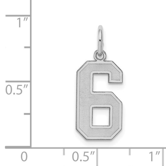 Sterling Silver, Jersey Collection, Medium Number 6 Pendant - Picture 4 of 5
